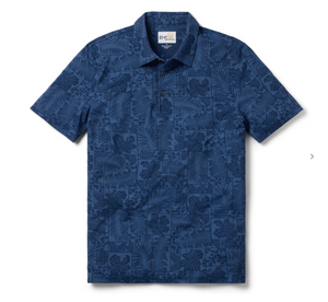 Floral Frames Performance Polo - Navy