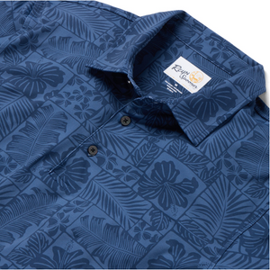 Floral Frames Performance Polo - Navy
