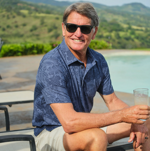 Floral Frames Performance Polo - Navy