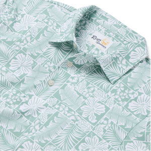 Floral Frames Performance Polo - Green