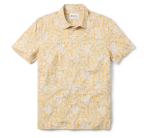 Floral Frames Performance Polo - Straw