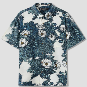 Puakala Blue on White Aloha Shirt