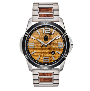 Hawaiian Koa Wood Face Watch 42mm - New Surfrider Chrome