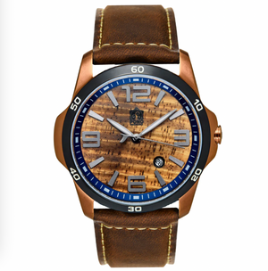 Hawaiian Koa Wood Face Watch 42mm - New Surfrider Rose Gold
