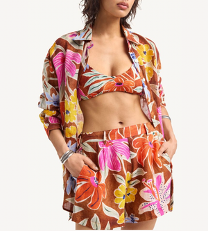 Playa Boyfriend Shirt in Painted Garden