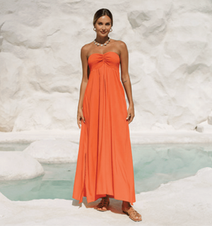 Aven Strapless Maxi Dress - Coral