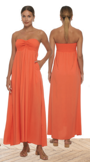 Aven Strapless Maxi Dress - Coral