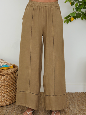 Linen Open Stitch Wide Leg Pants