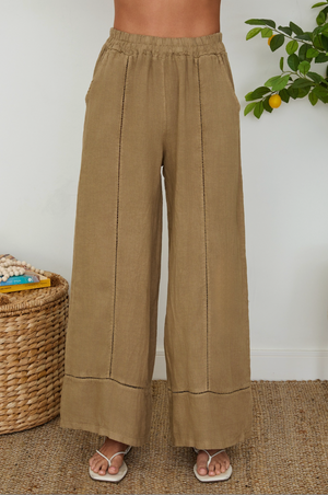 Linen Open Stitch Wide Leg Pants