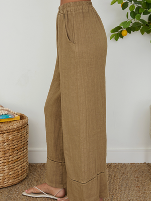 Linen Open Stitch Wide Leg Pants