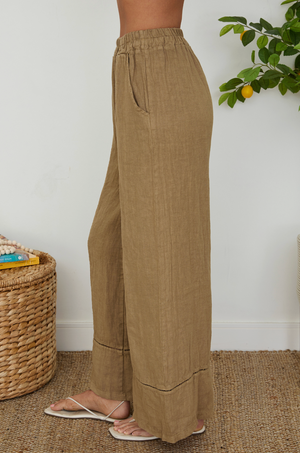 Linen Open Stitch Wide Leg Pants
