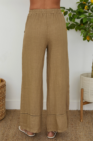 Linen Open Stitch Wide Leg Pants