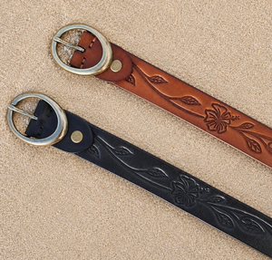 Hibiscus Leather Belt - Hers