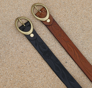 Hibiscus Leather Belt - Hers
