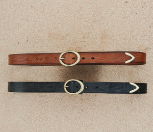 Hibiscus Leather Belt - Hers