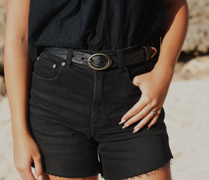 Hibiscus Leather Belt - Hers
