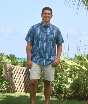 Trailing Taro Performance Button Front - Navy