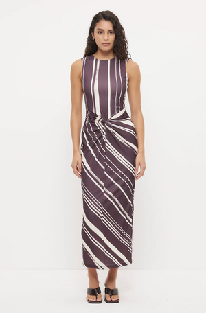 Lara Dress - Painterly Plum Stripe