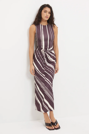 Lara Dress - Painterly Plum Stripe