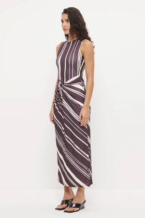 Lara Dress - Painterly Plum Stripe