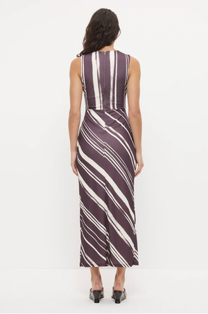 Lara Dress - Painterly Plum Stripe
