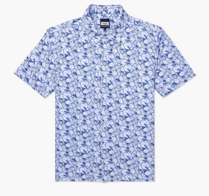 Hibiscus Tech Button Up - Blue Multi