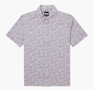 Hibiscus Tech Button Up - Cream Multi