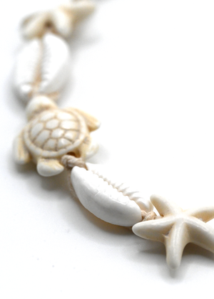 Sea Life Bone and Shell Adjustable Bracelet