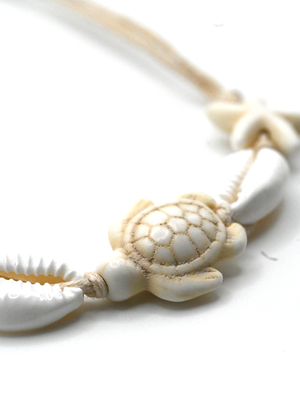 Sea Life Bone and Shell Adjustable Bracelet