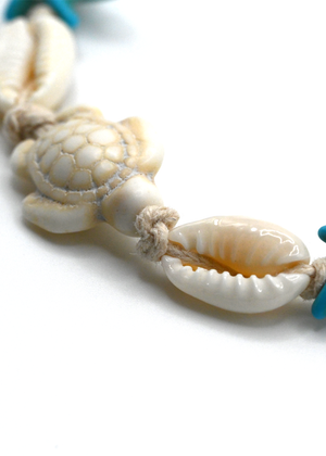Sea Life Bone and Turquoise  Adjustable Bracelet