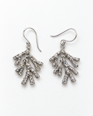 Sterling Silver Coral Branch Drop Earrings