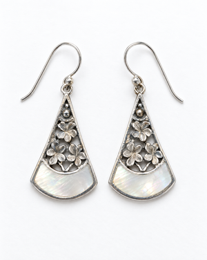 Sterling Silver Mother of Pearl Fan Drop Earrings