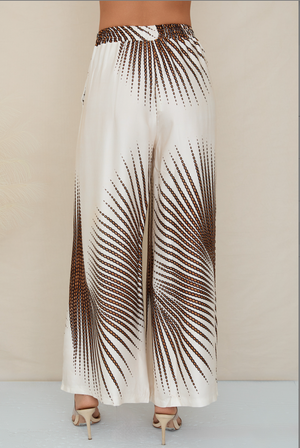 Sunburst Print Pants - Camel