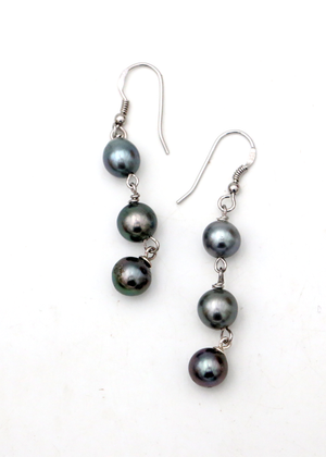 Tahitian 3 Pearl Drop Earrings