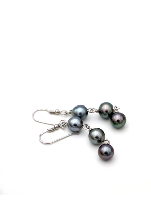Tahitian 3 Pearl Drop Earrings