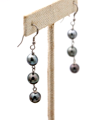 Tahitian 3 Pearl Drop Earrings