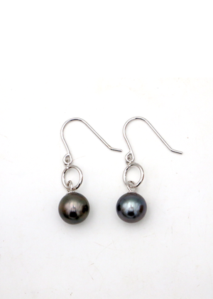 Tahitian Pearls with Circle Dangle Earrings
