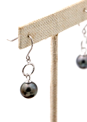 Tahitian Pearls with Circle Dangle Earrings