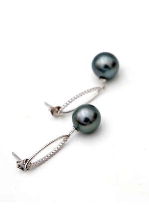 Tahitian Pearl OVAL Drop Earrings