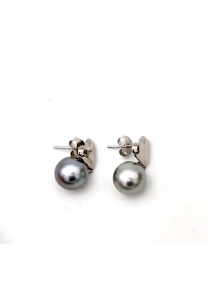 Tahitian Pearl with Heart Post Earrings