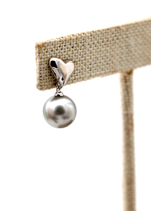 Tahitian Pearl with Heart Post Earrings