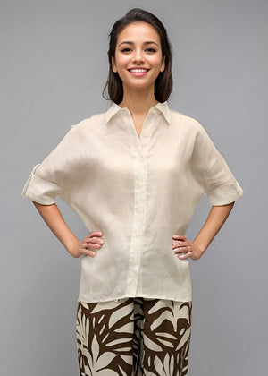 Linen Lounge Shirt - Off-White