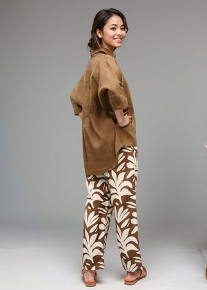 Linen Lounge Shirt - Brown