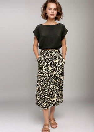 Tuahine Midi Skirt in Aloha Black