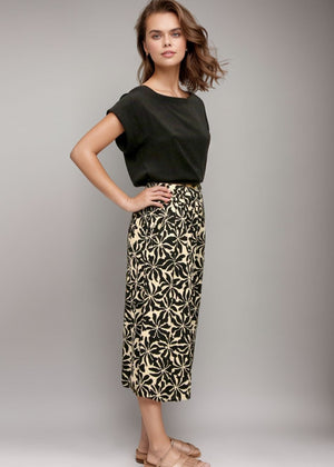 Tuahine Midi Skirt in Aloha Black