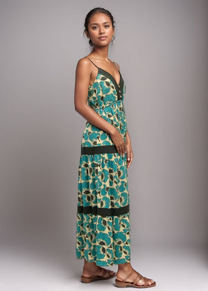 Mavie Midi Dress - Fiori Ocean/Graphite