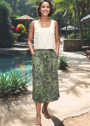 Tuahine Midi Skirt in Tropical Green