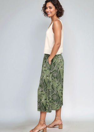 Tuahine Midi Skirt in Tropical Green