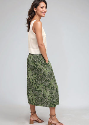 Tuahine Midi Skirt in Tropical Green