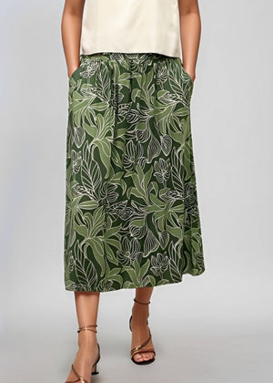 Tuahine Midi Skirt in Tropical Green